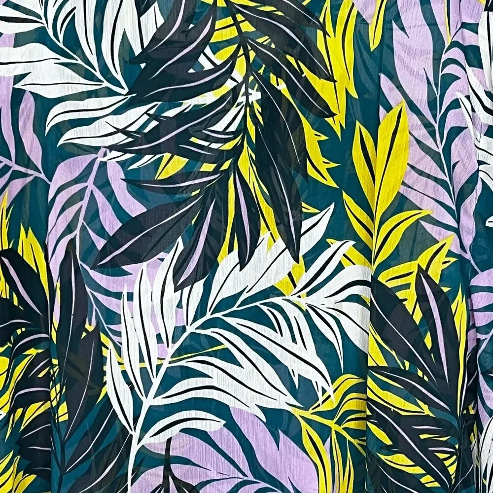 Palisades Beach Club Womens Tropical Green Printed Pullover Swim Cover-Up Size L